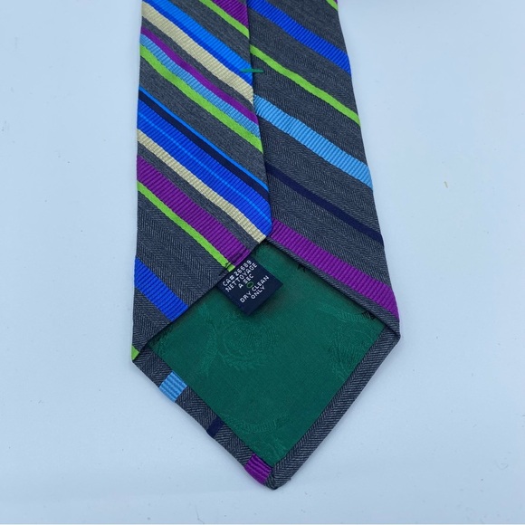 Vintage Tommy Hilfiger 100% Silk Bold Multicolour Striped Tie Preppy Unique - Picture 2 of 7